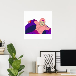 Poster Garota Neve Tubing