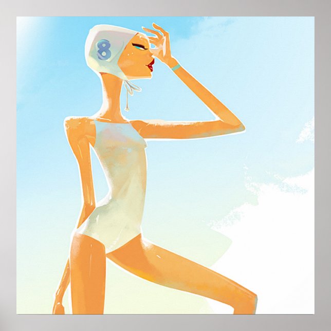 Pôster Garota num terno de natação (Frente)