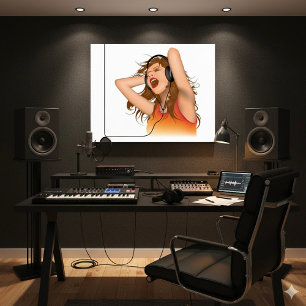 Pôster Garota Ouvindo Música