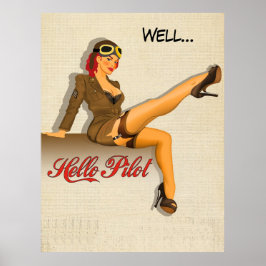 Poster Garota Piloto Pinup