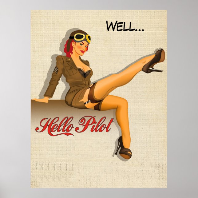 Poster Garota Piloto Pinup (Frente)