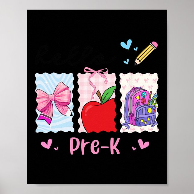 Poster Garota Preparada De Volta à Escola Olá Pré-k Pré-e (Frente)