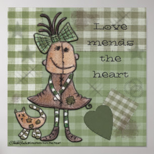 Pôster Garota primitiva e gato