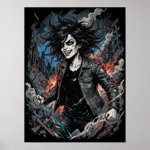 Poster Garota Punk Caos Controlado Rebelde Urbano Grung