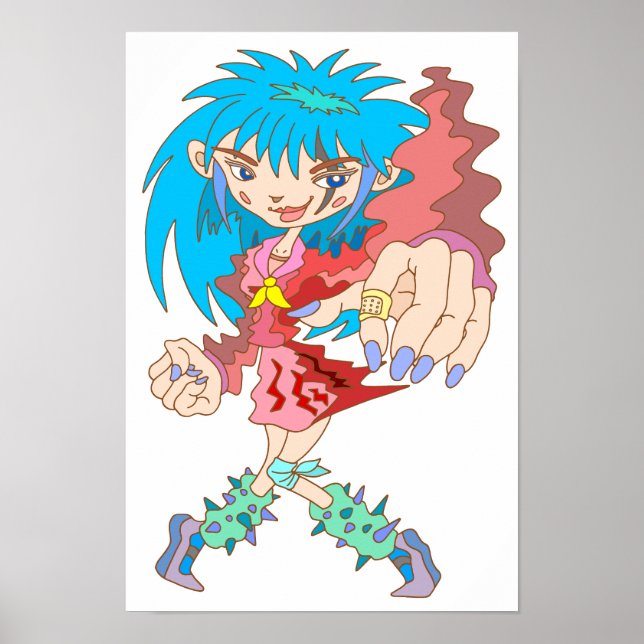 Poster Garota Retro Cyberpunk. (Frente)