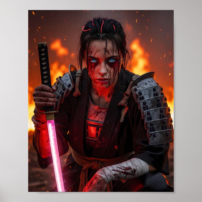 Poster Garota Samurai Cyberpunk (Frente)