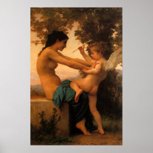 Pôster Garota se defendendo contra o Cupido de Bouguereau