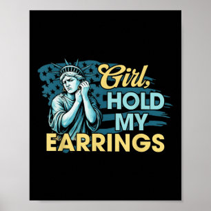 Poster Garota Segura Minha Estátua De Arranjo Da Liberdad