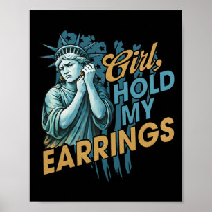 Poster Garota Segure Meus Ouvidos A Estátua Do Modo De Lu