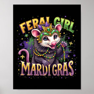 Poster Garota Selvagem Vintage Possum de Carnaval Festa d