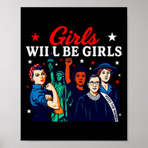 Poster Garota Será Garotas Patriótico Americano Mulheres