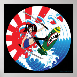 Poster Garota surfista japonesa