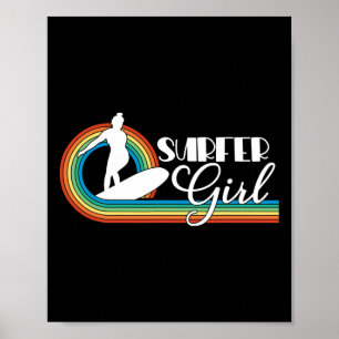 Poster Garota Surfista Mulheres Meninas Praia Verão Surfe