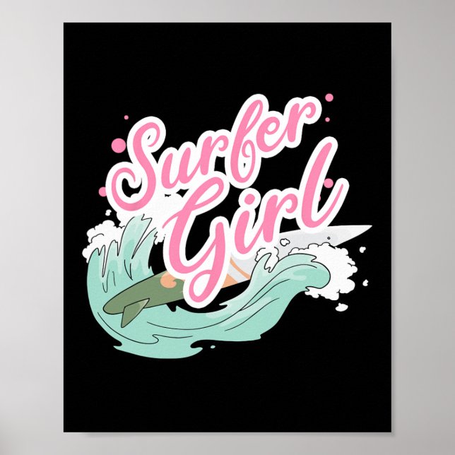 Poster Garota Surfista Surfando  (Frente)