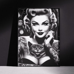 Pôster Garota Tatuada Alternativa Old School
