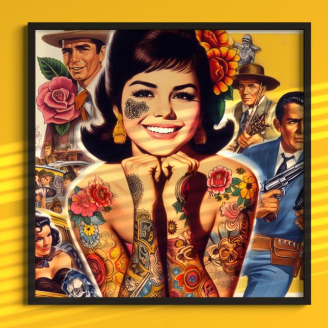 Poster Garota Tatuada ao Estilo Antigo (Criador carregado)