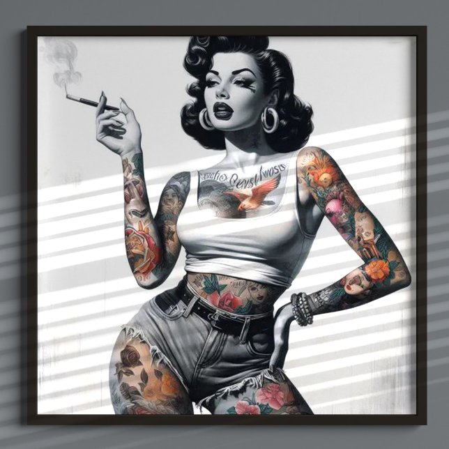 Poster Garota Tatuada Retro (Criador carregado)