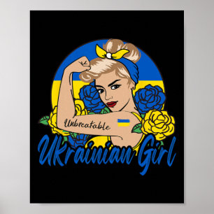 Poster Garota Ucraniana Mulher Ucrânia Ucranianos Bandeir