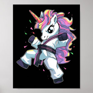 Poster Garota Unicórnio de Karatê Artes Marciais Taekwond