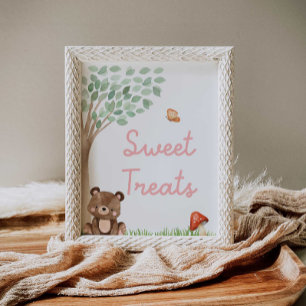 Poster Garota Woodland Chá de fraldas Doce Tratamentos Po