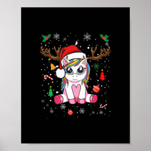 Poster garotas bonitas de natal mulheres xmas unicorn vee