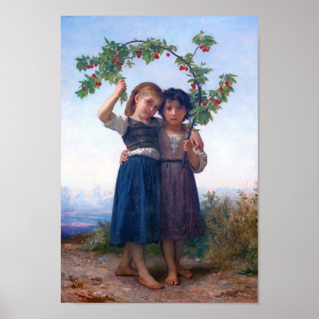 Poster Garotas com o Ramal de Cereja, Bouguereau (Frente)