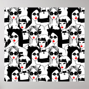 Poster Garotas da moda, modelo, óculos de sol, padrão de 
