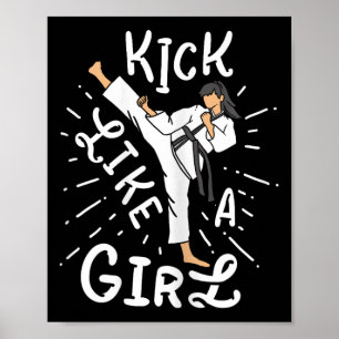 Poster Garotas de Karate Chutam Como Um Taekwondo de Kick