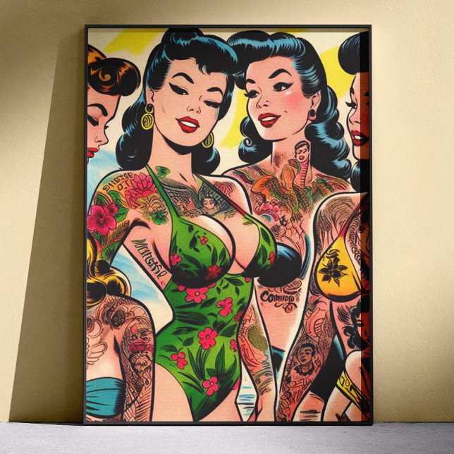 Pôster Garotas de Quadrinhos Tatuadas (Criador carregado)