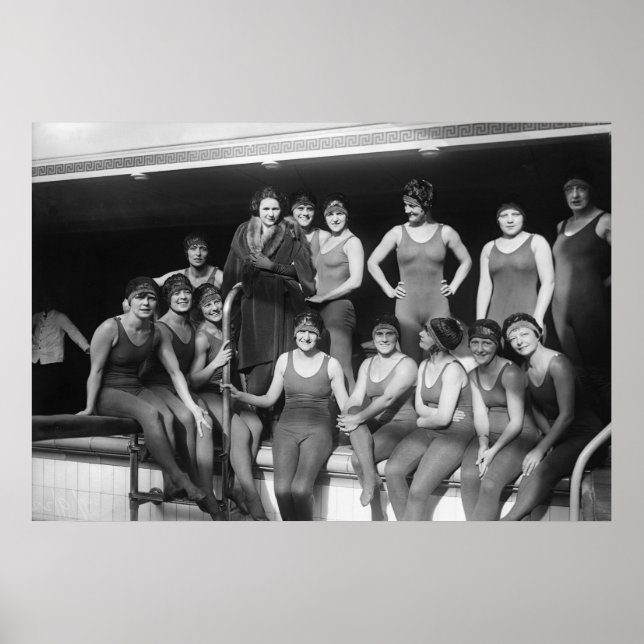 Poster Garotas do lado do poolside, início dos anos 1900 (Frente)