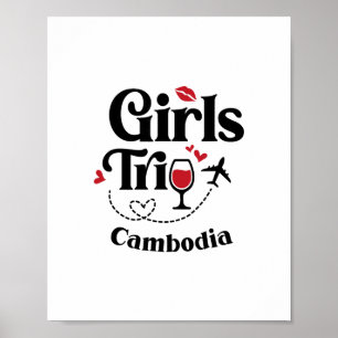 Poster Garotas do Vinho Fofas Viagem Camboja Férias Viage