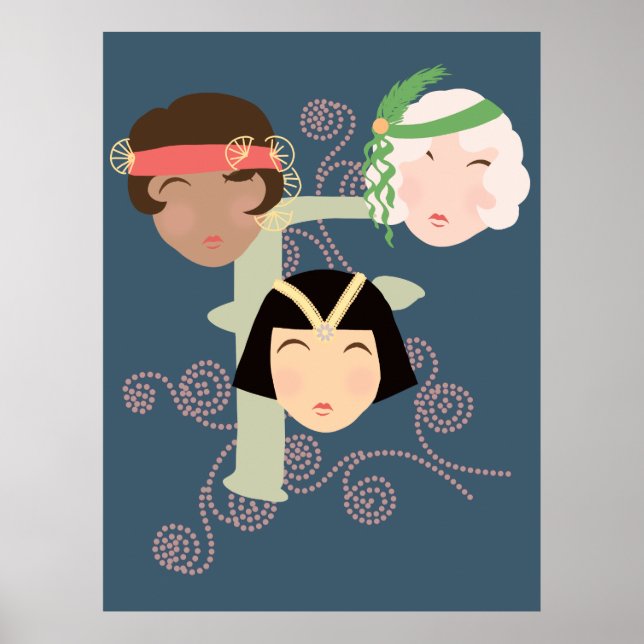 Poster Garotas flapper dos loucos anos 20 (Frente)