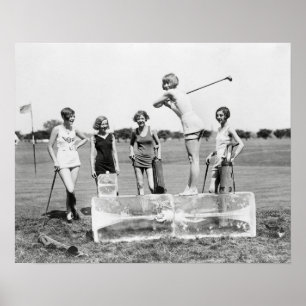 Pôster Garotas Flapper Jogando Golfe, 1926. Foto Antiga