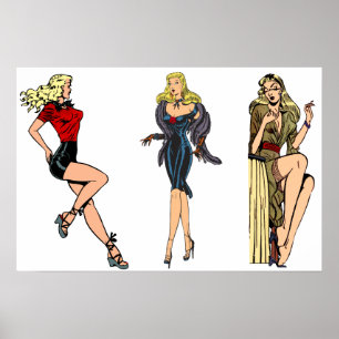 Poster Garotas Glamurosas Vintage Glamour Retrô Pin-ups L