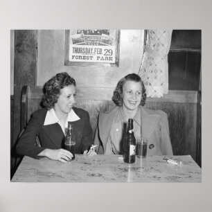 Pôster Garotas no Bar, 1940. Foto Antiga