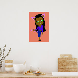 Poster garotinha gato chibi