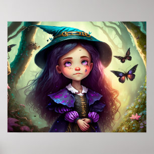 Poster Garotinha Whimsical perdida na floresta