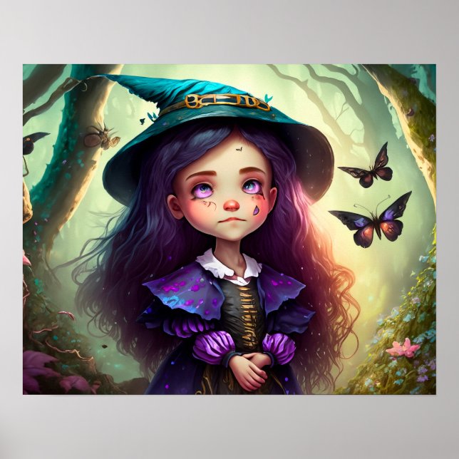 Poster Garotinha Whimsical perdida na floresta (Frente)