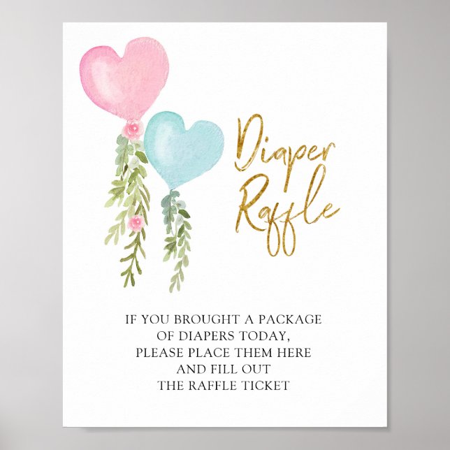 Poster Garoto Balão ou Gênero Menino Revela Fralda Raffle (Frente)