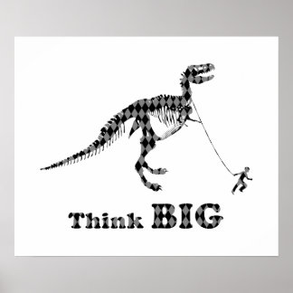 Poster Garoto Caminhando Um Tiranossauro Rex - Pense Gran