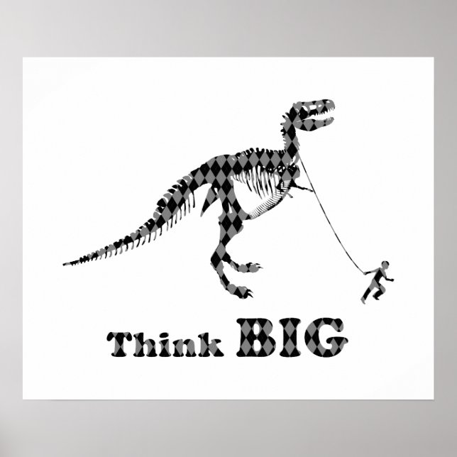Poster Garoto Caminhando Um Tiranossauro Rex - Pense Gran (Frente)