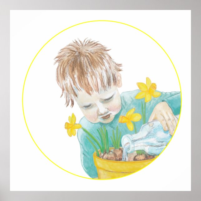 Poster Garoto Com Daffodils (Frente)