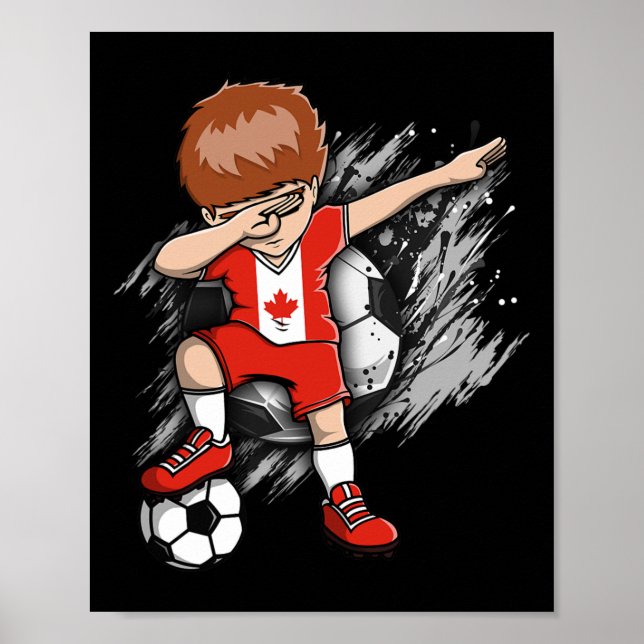 Poster Garoto Dabbing de Futebol - Jersey do Canadá Fãs d (Frente)