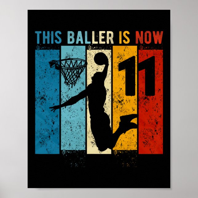Poster Garoto de Aniversário de 11 de Basquete, 11 anos (Frente)