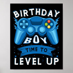 Poster Garoto Hora De Aproximar O Jogo De Vídeo Aniversár