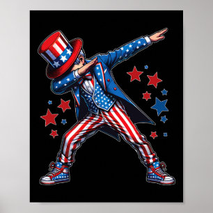 Poster Garoto Legal Dabbing 4 De Julho Bandeira Americana