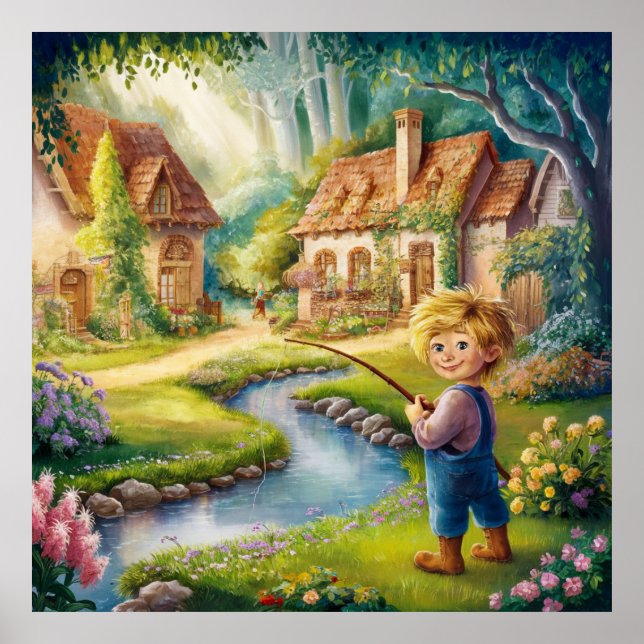 Poster Garoto ouro pela Pintura em Fluxo (Frente)