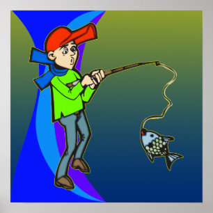 Pôster Garoto Pegando Um Peixe