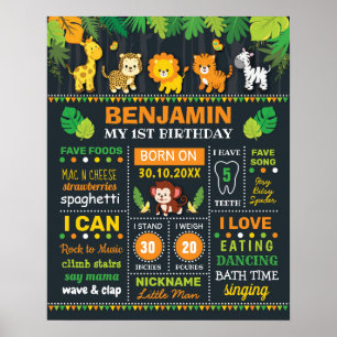 Poster Garoto Safari Selva - Nascimento Aniversário - Mil