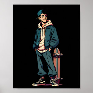 Poster Garoto Skate – Design Gráfico de Skate Grunge